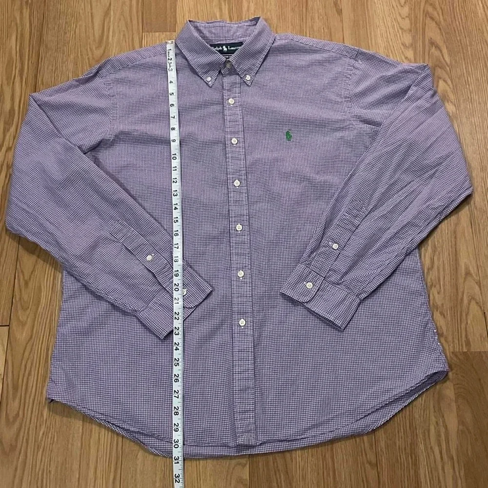 Polo Ralph Lauren Men’s XL Long Sleeve Button Down Shirt Purple Gingham Custom
